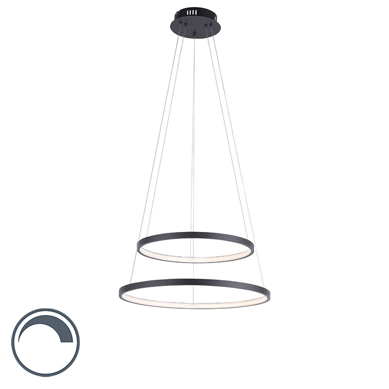 LT-Luce Hanglamp Circle Mat Zwart Led incl. Dimmer 50cm ÃƒËœ