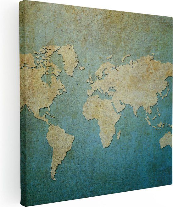 Artaza Canvas Schilderij Oude Wereldkaart - 40x40 cm - Canvas Print