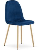 LEOBERT Eetkamerstoel PADVA - Fluweel donkerblauw - Eiken poten - Modern Design