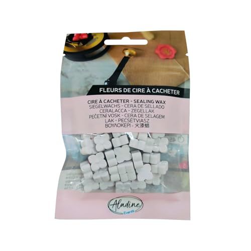 Aladine - 60 Waskralen - Mat wit - Voor het maken van waszegel - Waxbloemen - Voor Bruiloft, Geboorte, Letters, Mail, Menu's & Geschenken - 72607
