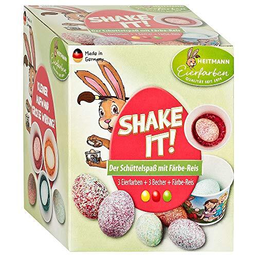 Heitmann Eierfarben Eierverf Heitmann Shake it! - 3 koude kleuren en verfrezen om te schudden inclusief beker - Pasen - paaseieren beschilderen, paaseierverf