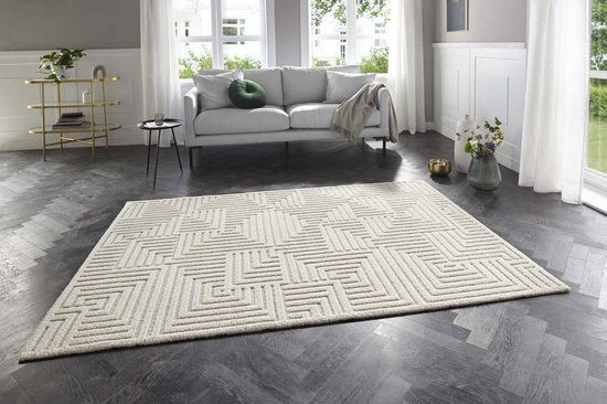 Elle Decoration Manipu Laagpolig Vloerkleed - Crème - 120x170 cm