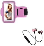 Sportset Samsung Galaxy J4+ Sportset (Bluetooth koptelefoon + manchetten) lopen T6 (roze)