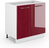 Vicco Keukenonderkast Fame-Line, Bordeauxrode hoogglans/Wit, 80 cm zonder werkblad