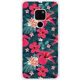 Huawei Bedrukt siliconen hoesje compatibel met Mate 20 Hibiscus Fuchsia