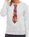 Bellatio Decorations Foute kersttrui / sweater stropdas met kerstballen print groen voor dames M