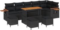 vidaXL Tuinbank Set Zwart Poly Rattan
