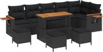 vidaXL Tuinbank Set Zwart Poly Rattan