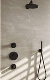 Hotbath Cobber - Inbouw Regendoucheset - Chroom - 2 Stopkranen - Thermostatisch - Plafondbuis 15 cm - Hoofddouche 200 mm - Ronde Handdouche 3 Standen - Waterbesparend