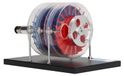 Modèle de turbine à vapeur, en plusieurs parties, pour usage en laboratoire, matériau : fer, dimensions : 18x12,5x11 cm