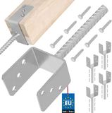 KOTARBAU® 4 st Paalhouder Beton, Verzinkt Staal, 101 mm, Zilver