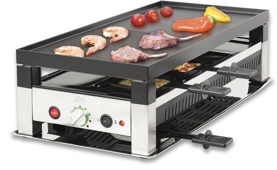 Solis Raclette & Pizza Grill - Gourmetstel 8 Personen - RVS/Zilver