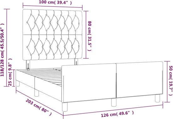 vidaXL Bedframe met hoofdeinde fluweel roze 120x200 cm