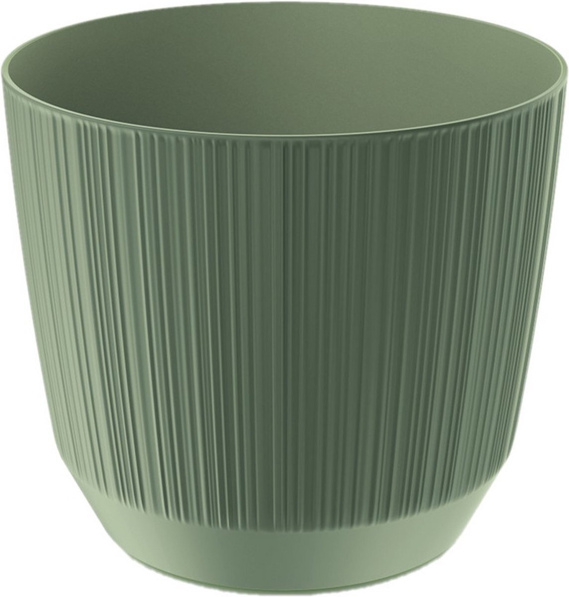 Prosperplast Moderne carf-stripe plantenpot/bloempot kunststof dia 13 cm/hoogte 11 cm groen voor binnen/buiten