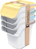 Prosperplast Keden - prullenbakken set van 4x20l - Kaddi Q - as wit