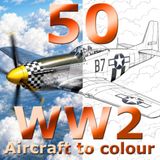 50 World War 2 (WW2) aircraft to colour: A colouring book of legendary WWII aeroplanes against scenic backdrops for Kids and Adults