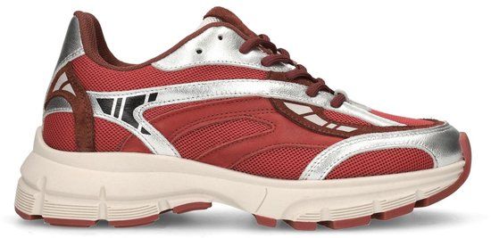 Sacha - Dames - Rode sneakers met zilveren metallic details - Maat 41