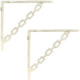 vidaXL Wandplankbeugels - 2 st - Antiek wit - 10,5 x 10,5 x 3 cm - Staal