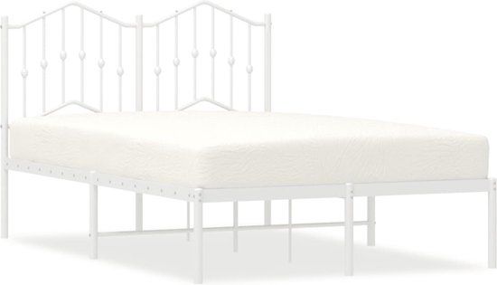 VidaXL Metalen Bedframe met Hoofdbord - Wit - 120x200 cm