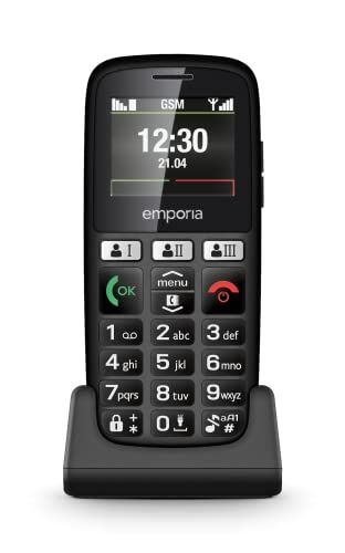 Emporia Gelukkige mobiele telefoon voor senioren - Zwart (Italië)