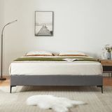 en.casa Tweepersoonsbed Lilla met matras 180x200 cm donkergrijs