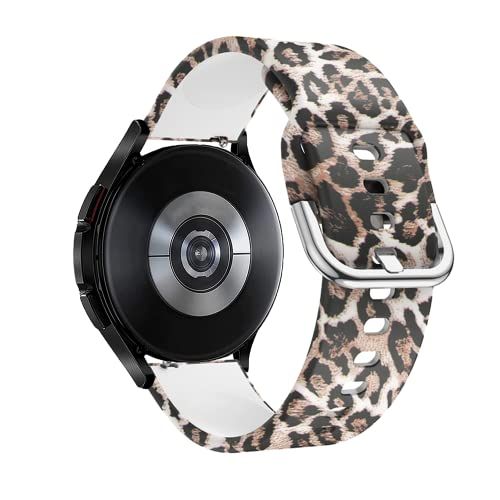 SeNool Armband compatibel met Samsung Galaxy Watch 4 (40 mm/44 mm) / Watch 4 Classic (42 mm/46 mm) [20 mm reserveband van silicone], armband voor Galaxy Watch 3 41 mm/Gear Sport – luipaardpatroon