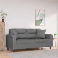 vidaXL Tweezitsbank met kussens 140 cm microvezelstof donkergrijs