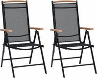 vidaXL Fauteuils pliants, 2 pièces, aluminium et textile, noir.