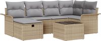 vidaXL Tuinbank Set Beige en Lichtgrijs Polyrattan 7-delig
