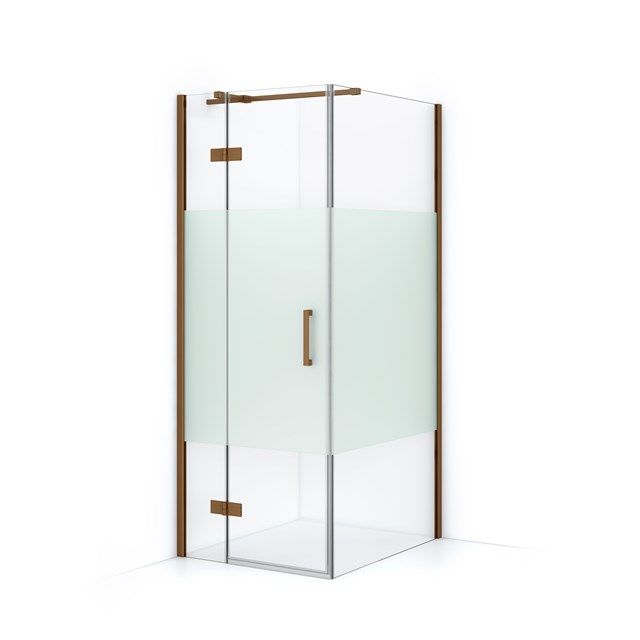 Maxaro Douchecabine Diamond 90x80cm 8mm Helder Veiligheidsglas met Matte Strook Koper