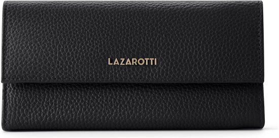 Lazarotti Bologna Leather Wallet With 12 Card Slots Black zwart