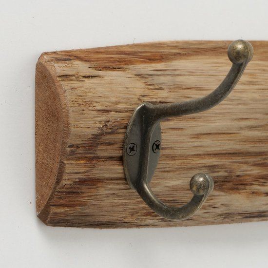 Boltze Kapstok - 5 haaks - Metaal - Bruin - 55cm - Hout - Wand