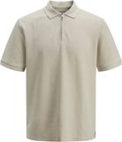 JACK&JONES ESSENTIALS JJEAUSTIN ZIP POLO SS NOOS Heren Poloshirt - Maat S - Katoen - Beige