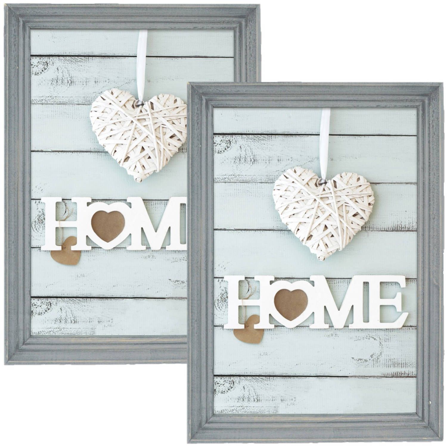 Zep 2x stuks houten fotolijst vintage grijs 20 x 30 cm
