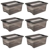keeeper Opbergbak cornelia met deksel en clipsluiting, 39,5 x 29,5 x 17,5 cm, 12 l, doorzichtig grijs, 6 stuks