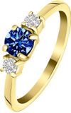 Lucardi Dames Stalen goldplated vintage ring met blauwe zirkonia