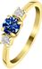 Lucardi Dames Stalen goldplated vintage ring met blauwe zirkonia