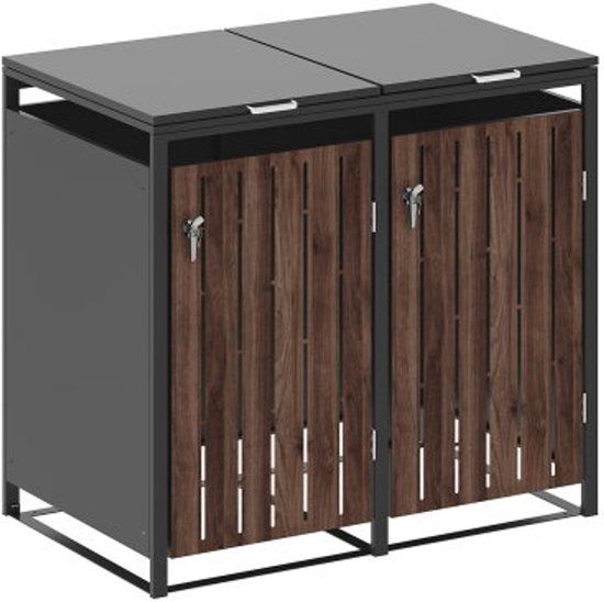 SenS-Line Containerbox Double – Voor 2 containers (120/240L) – Antraciet met houtlook - 132x80x116 cm