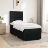 vidaXL LED Boxspringbed met Matras Zwart 90 x 190 cm Stof