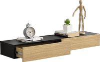 en.casa H.T. Trade Service GmbH & Co. KG Wandplank met lade 50x24x12cm 2 stuks set zwart en houtlook