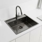 Pure.Sink Spoelbak 51x50 cm gun metal met kraangatbank PLX5150T-61