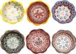 Set de 6 coupelles et bols à sauce - Porcelaine - Bols pour tapas - Bols à snacks - Design bohème - Diamètre 9,8 cm - Bols pour sauce soja - Utilisable pour snacks de sushi - Contenance 70 ml