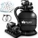 tillvex Système de filtration à sable 7.900L/h + 400g Boules filtrantes | Installation de filtre à sable 7 voies valve & Adaptateur Ø32-38mm | Filtre de piscine avec affichage de pression | Filtre à sable piscine (Noir)
