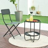 en.casa Tuintafel Sandefjord bijzettafel rond metaal 57,5xØ40 cm zwart
