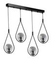 Opviq Industriële Scandinavische kroonluchter, 65 cm lengte, 20 cm diameter, 70 cm hoogte, 100% metaal, verstelbare hoogte, zwarte afwerking, E27 Max 40 W socket