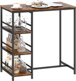 HOMCOM Bartafel - Staal, MDF - 90x50x90,5 cm - Rustiek bruin