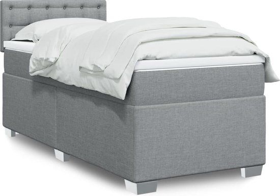 vidaXL Boxspring met matras stof lichtgrijs 90x190 cm