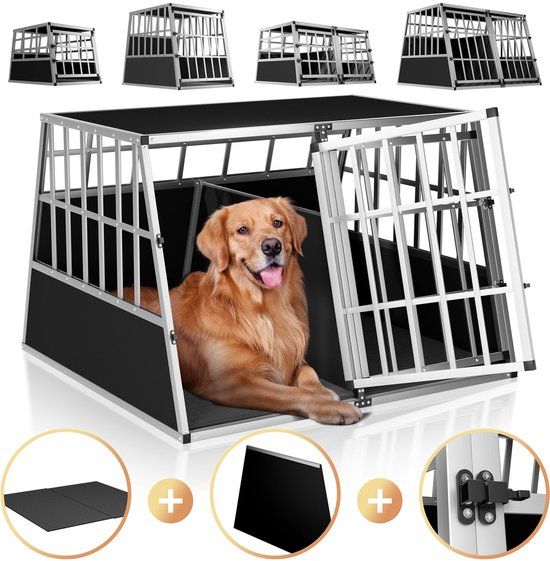 Cadoca Honden Transportbox XL - Aluminium - 97x90x70cm - Afsluitbaar