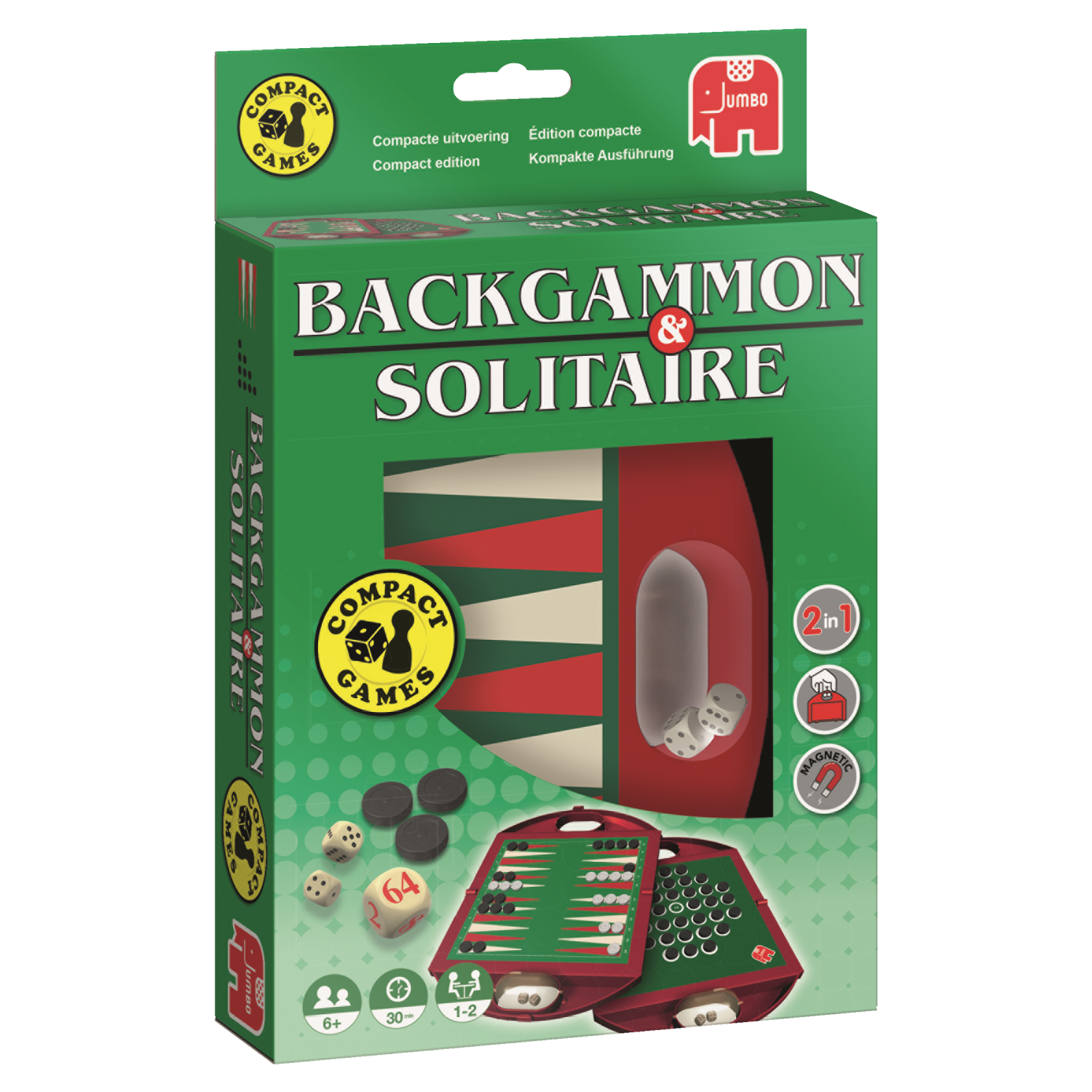 Jumbo Backgammon & Solitaire Reisspel - Bordspel - Unisex