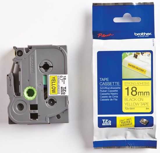 Brother TZ-S641 label tape - 18mm - black on yellow - extra sticky (8m)